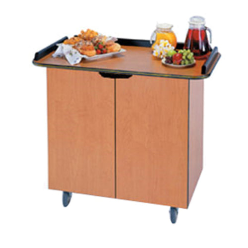 Lakeside 67105 45 1/2" Mobile Enclosed Beverage Service Cart w/ (3) Levels & (2) Doors - Wood, Maple-cityfoodequipment.com