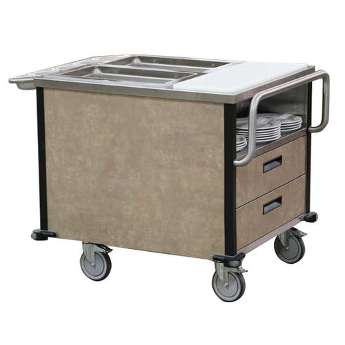 Lakeside 6755 SuzyQ Hot Food Cart w/ (2) Full-Size Hot Wells - Walnut, 208v/1ph-cityfoodequipment.com