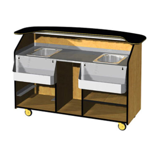 Lakeside 68500 66 1/4" Portable Bar w/ (2) 40 lb Ice Bins, Wood Laminate-cityfoodequipment.com