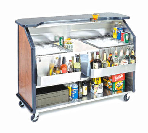 Lakeside 887 63 1/2" Portable Bar w/ 40 lb Ice Bin & Drain, (2) 7 Bottle Speed Rails-cityfoodequipment.com