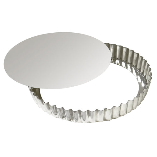 Louis Tellier 11 3/4" Round Fluted Tart Mold w/ Removable Bottom - Tin Plated (126442)-cityfoodequipment.com