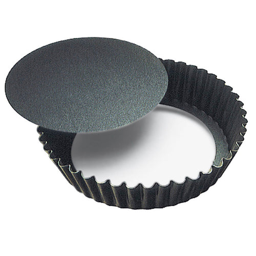 Louis Tellier 5 1/2" Fluted Cake Mold w/ Removable Bottom - 1 1/5"H, Non Stick Steel (224820)-cityfoodequipment.com