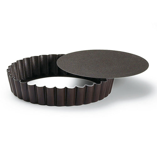 Louis Tellier 4 1/5" Round Fluted Tartlet Mold w/ Removable Bottom - Non Stick Steel (293472)-cityfoodequipment.com