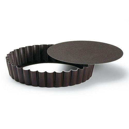 Louis Tellier 5 1/2" Round Fluted Tartlet Mold w/ Removable Bottom - Non Stick Steel (293490)-cityfoodequipment.com