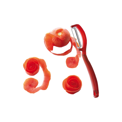 Louis Tellier Handheld Peeler & Zester w/ Serrated Blade - Plastic Handle, Red (500495002)-cityfoodequipment.com