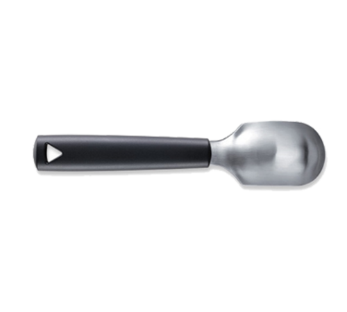 Louis Tellier 7" Frosted Fruit Spoon - Stainless Steel w/ Black Plastic Handle (728206002)-cityfoodequipment.com