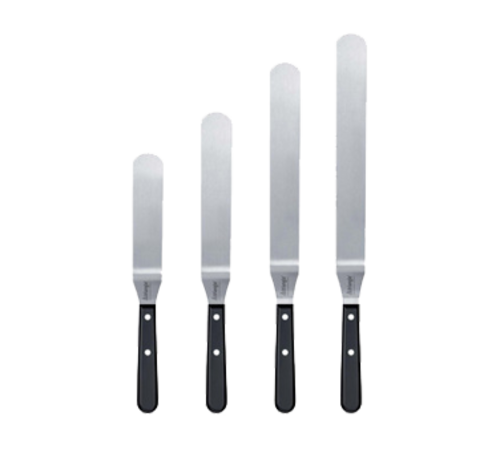 Louis Tellier 8" Offset Decorating & Icing Spatula Stainless Steel Blade & Black Plastic Handle (735112000)-cityfoodequipment.com