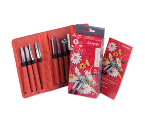 Louis Tellier 8 Piece Professional Carving Tool Set w/ Nylon Roll Bag (908180802)-cityfoodequipment.com