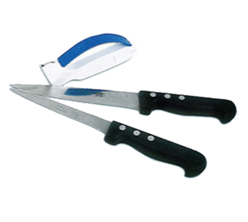 Louis Tellier Manual Knife Sharpener w/ Handle - White & Blue (AFFUM)-cityfoodequipment.com