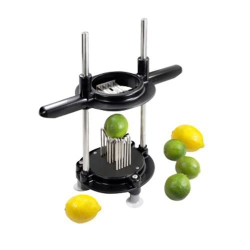 Louis Tellier Manual Lemon Slicer w/ Serrated Stainless Steel Blades & Black Plastic Base (CDX4)-cityfoodequipment.com