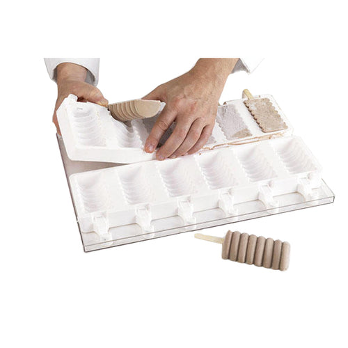 Silikomart Ice Cream Pop Mold w/ 6 Sections - Silicone, White (GEL04TANGO)-cityfoodequipment.com