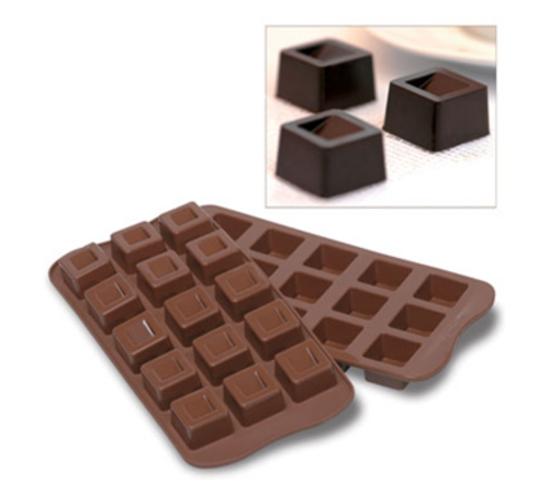 Silikomart Cubo Chocolate Square Mold w/ 15 Sections - Silicone, Brown (SCG02N)-cityfoodequipment.com
