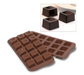 Silikomart Cubo Chocolate Square Mold w/ 15 Sections - Silicone, Brown (SCG02N)-cityfoodequipment.com