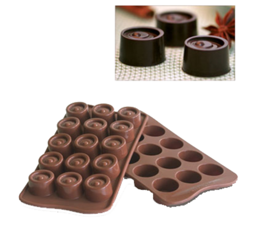 Silikomart Vertigo Chocolate Mold w/ 15 Sections - Silicone, Brown (SCG04N)-cityfoodequipment.com