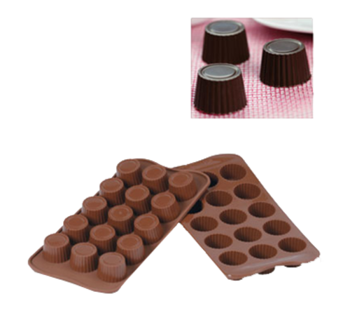 Silikomart Praline Chocolate Mold w/ 15 Sections - Silicone, Brown (SCG07)-cityfoodequipment.com