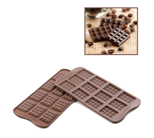 Silikomart Tablette Chocolate Mold w/ 12 Sections - Silicone, Brown (SCG11N)-cityfoodequipment.com