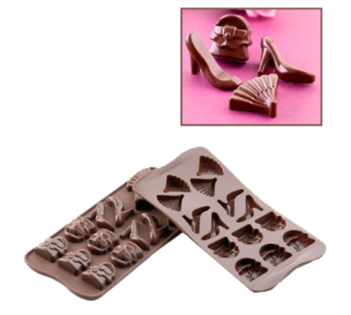 Silikomart Fashion Chocolate Mold w/ 14 Sections - Silicone, Brown (SCG14N)-cityfoodequipment.com