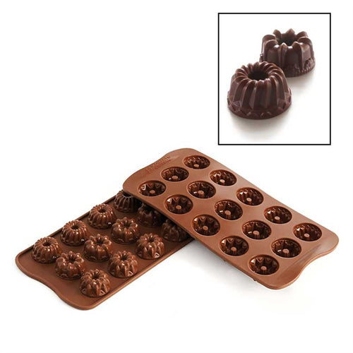 Silikomart Fantasia Chocolate Mold w/ 15 Sections - Silicone, Brown (SCG19)-cityfoodequipment.com