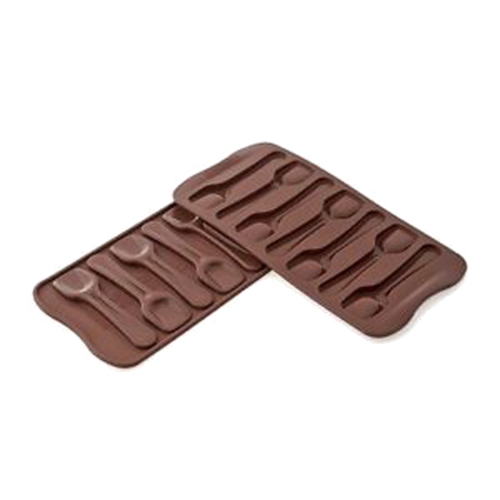 Silikomart Chocolate Spoons Mold w/ 7 Sections - Silicone, Brown (SCG28)-cityfoodequipment.com