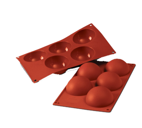 Silikomart Half Sphere Mold w/ 5 Sections - Silicone, Red (SF001)-cityfoodequipment.com