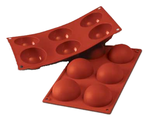Silikomart Half Sphere Mold w/ 6 Sections - Silicone, Red (SF002)-cityfoodequipment.com