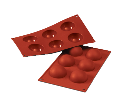 Silikomart Half Sphere Mold w/ 6 Sections - Silicone, Red (SF003)-cityfoodequipment.com