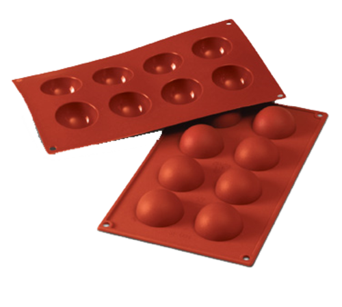 Silikomart Half Sphere Mold w/ 8 Sections - Silicone, Red (SF004)-cityfoodequipment.com