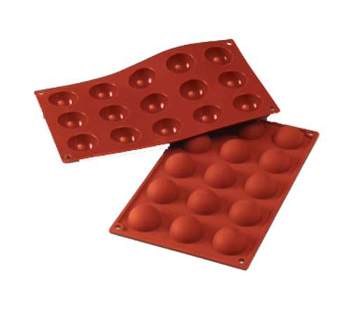 Silikomart Half Sphere Mold w/ 15 Sections - Silicone, Red (SF005)-cityfoodequipment.com