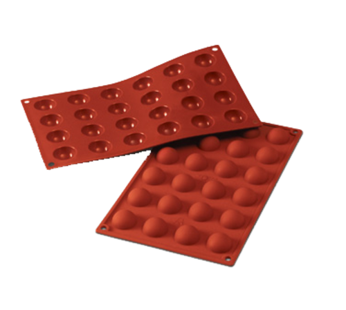Silikomart Half Sphere Mold w/ 24 Sections - Silicone, Red (SF006)-cityfoodequipment.com