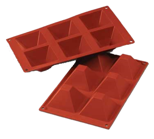 Silikomart Pyramid Mold w/ 6 Sections - Silicone, Red (SF007)-cityfoodequipment.com