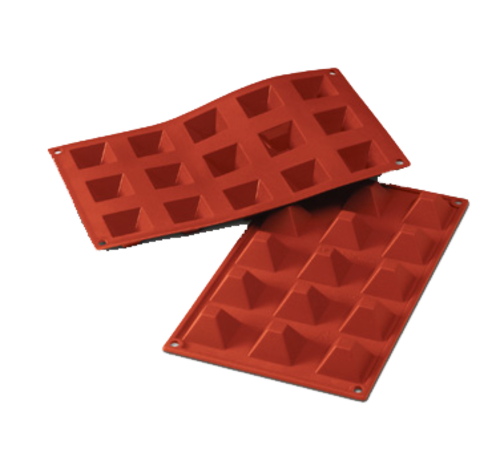 Silikomart Pyramid Mold w/ 15 Sections - Silicone, Red (SF008)-cityfoodequipment.com