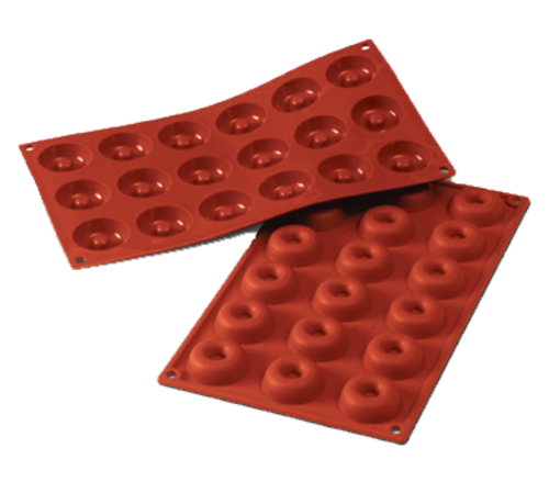 Silikomart Mini Savarin Mold w/ 18 Sections - Silicone, Red (SF010)-cityfoodequipment.com