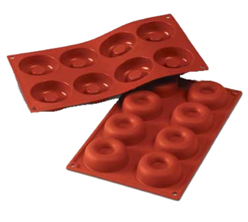 Silikomart Savarin Mold w/ 8 Sections - Silicone, Red (SF011)-cityfoodequipment.com