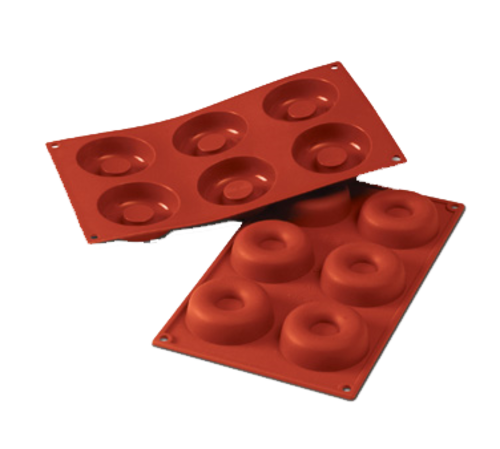 Silikomart Savarin Mold w/ 6 Sections - Silicone, Red (SF012)-cityfoodequipment.com