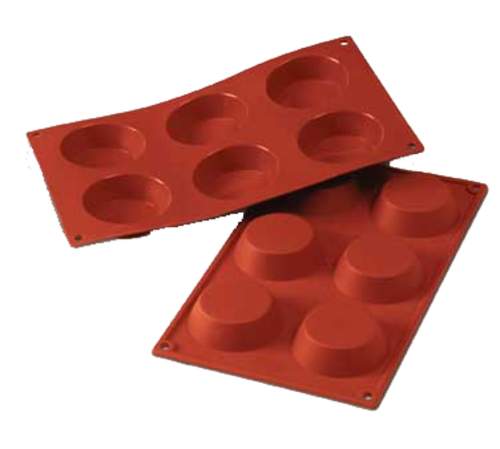 Silikomart Tartlet Mold w/ 6 Sections - Silicone, Red (SF016)-cityfoodequipment.com