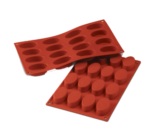 Silikomart Oval Mold w/ 16 Sections - Silicone, Red (SF017)-cityfoodequipment.com