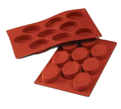 Silikomart Oval Mold w/ 9 Sections - Silicone, Red (SF018)-cityfoodequipment.com