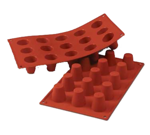 Silikomart Mini Cylinder Mold w/ 15 Sections - Silicone, Red (SF019)-cityfoodequipment.com