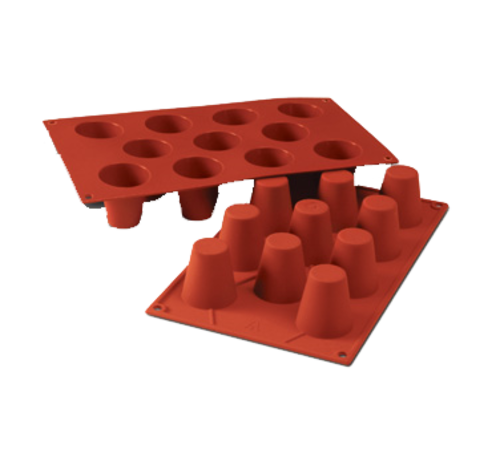 Silikomart Medium Cylinder Mold w/ 11 Sections - Silicone, Red (SF020)-cityfoodequipment.com
