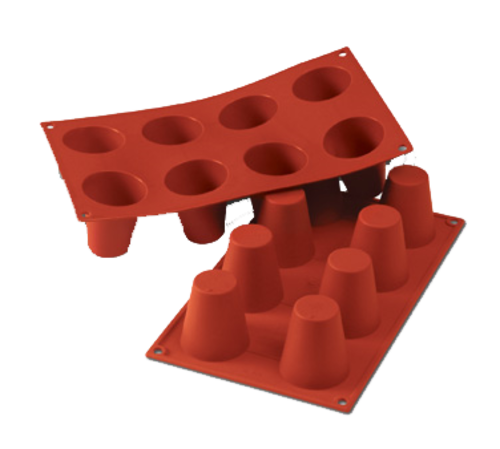 Silikomart Large Cylinder Mold w/ 8 Sections - Silicone, Red (SF021)-cityfoodequipment.com
