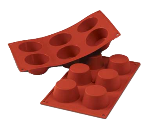 Silikomart Medium Muffin Mold w/ 6 Sections - Silicone, Red (SF023)-cityfoodequipment.com