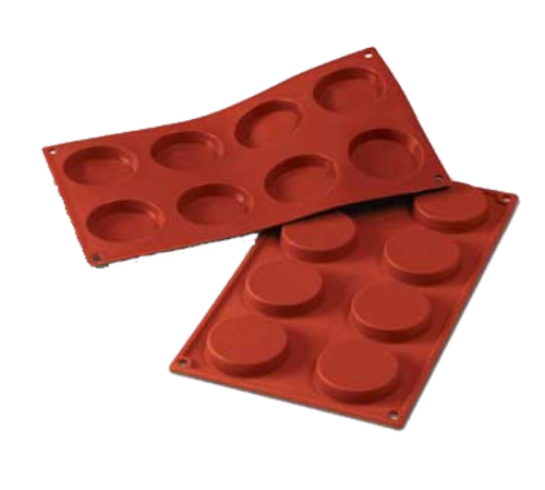 Silikomart Cylinder Mold w/ 8 Sections - Silicone, Red (SF028)-cityfoodequipment.com