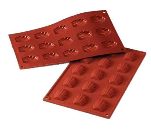 Silikomart Mini Madeleine Mold w/ 15 Sections - Silicone, Red (SF031)-cityfoodequipment.com