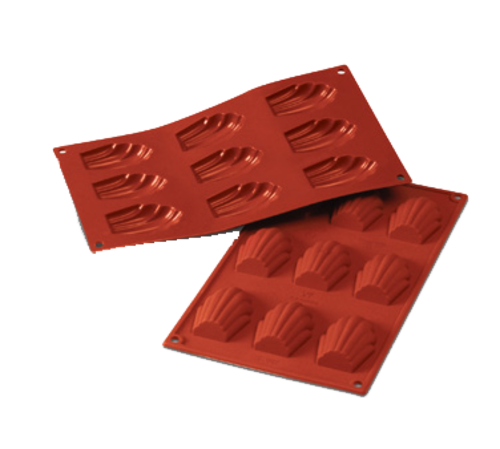 Silikomart Madeleine Mold w/ 9 Sections - Silicone, Red (SF032)-cityfoodequipment.com