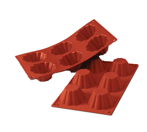 Silikomart Briochette Mold w/ 6 Sections - Silicone, Red (SF034)-cityfoodequipment.com