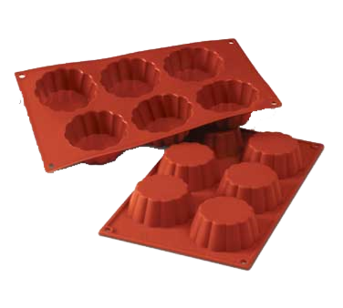 Silikomart Briochette Mold w/ 6 Sections - Silicone, Red (SF035)-cityfoodequipment.com