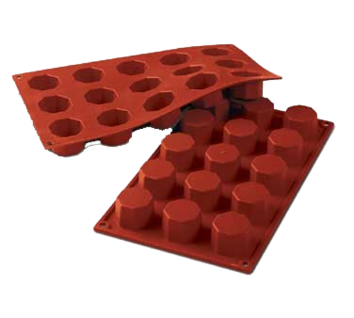 Silikomart Octagon Mold w/ 15 Sections - Silicone, Red (SF037)-cityfoodequipment.com