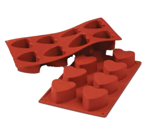Silikomart Heart Mold w/ 8 Sections - Silicone, Red (SF040)-cityfoodequipment.com