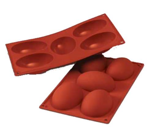Silikomart Half Egg Mold w/ 5 Sections - Silicone, Red (SF041)-cityfoodequipment.com