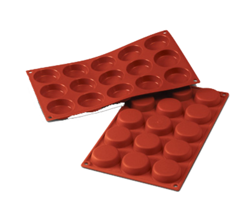 Silikomart Flan Mold w/ 15 Sections - Silicone, Red (SF044)-cityfoodequipment.com